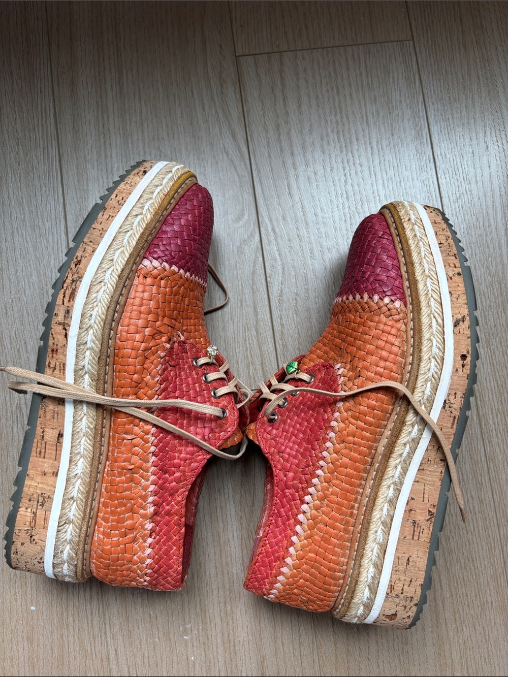 Prada Lace-up shoes multicolored in woven leather - Picture 5 of 7